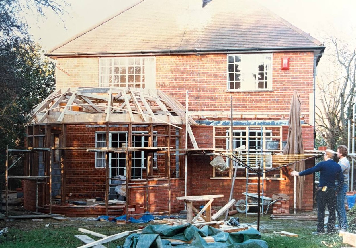 Norman and Clive Pocock working on an extension in the 1990s